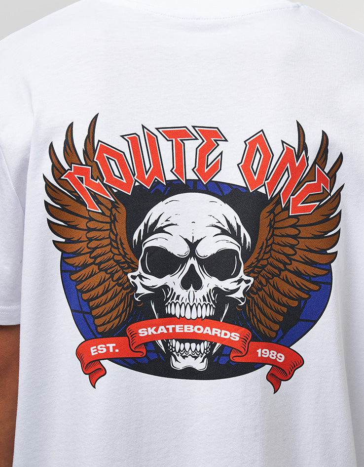 Route One Skull Wings Organic T-Shirt - White