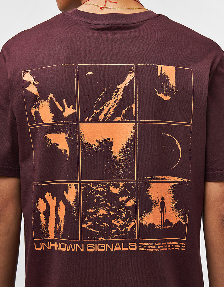 Route One Unknown Signals Organic T-Shirt - Red Brown
