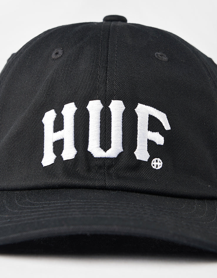 HUF Arch Logo 6 Panel Curved Visor Cap - Black