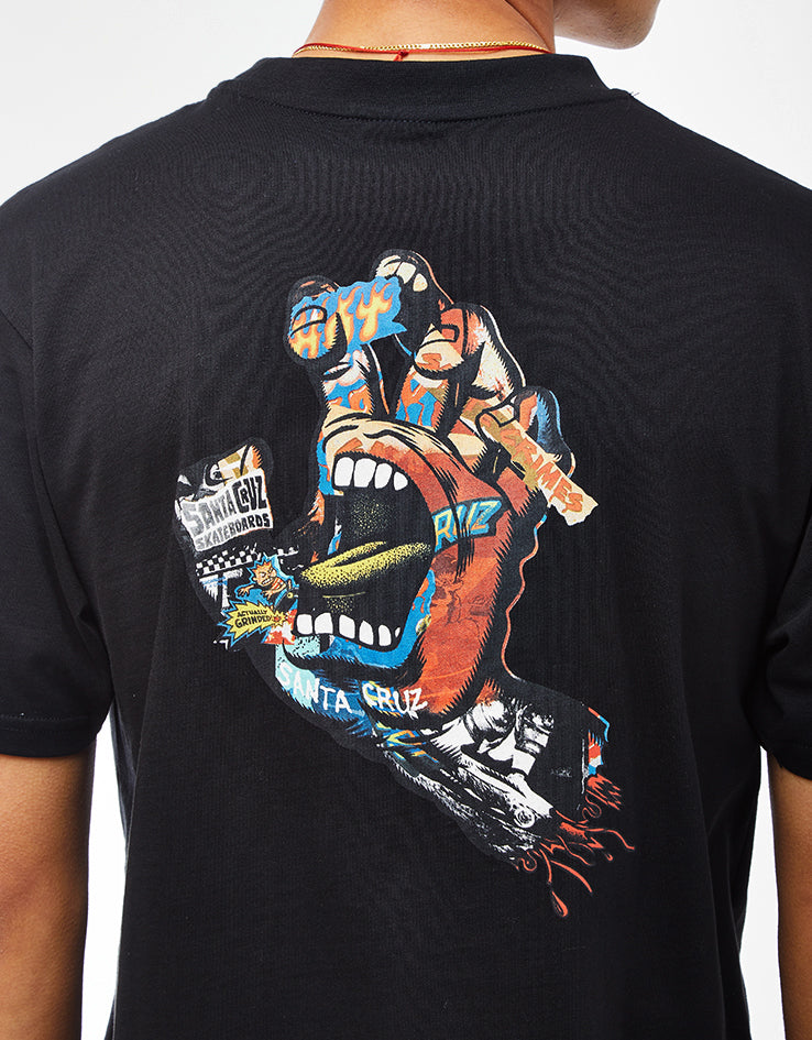 Santa Cruz Collage Hand T-Shirt - Black