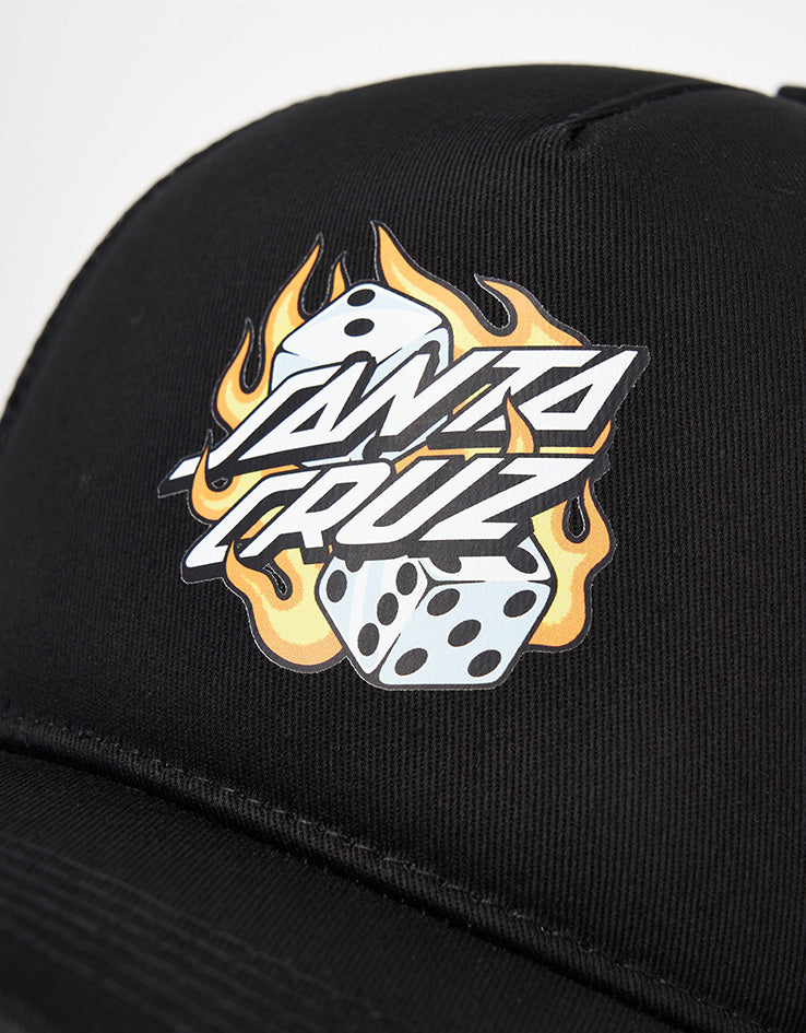 Santa Cruz Flaming Dice Dot Meshback Cap - Black