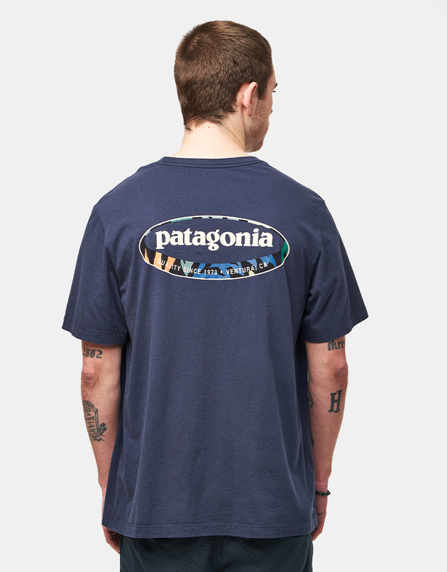Patagonia '95 Oval Logo T-Shirt - New Navy: Kaleido