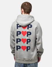 Pop Trading Company Hearts Pullover Hoodie - Heather Grey