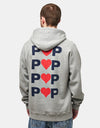 Pop Trading Company Hearts Pullover Hoodie - Heather Grey