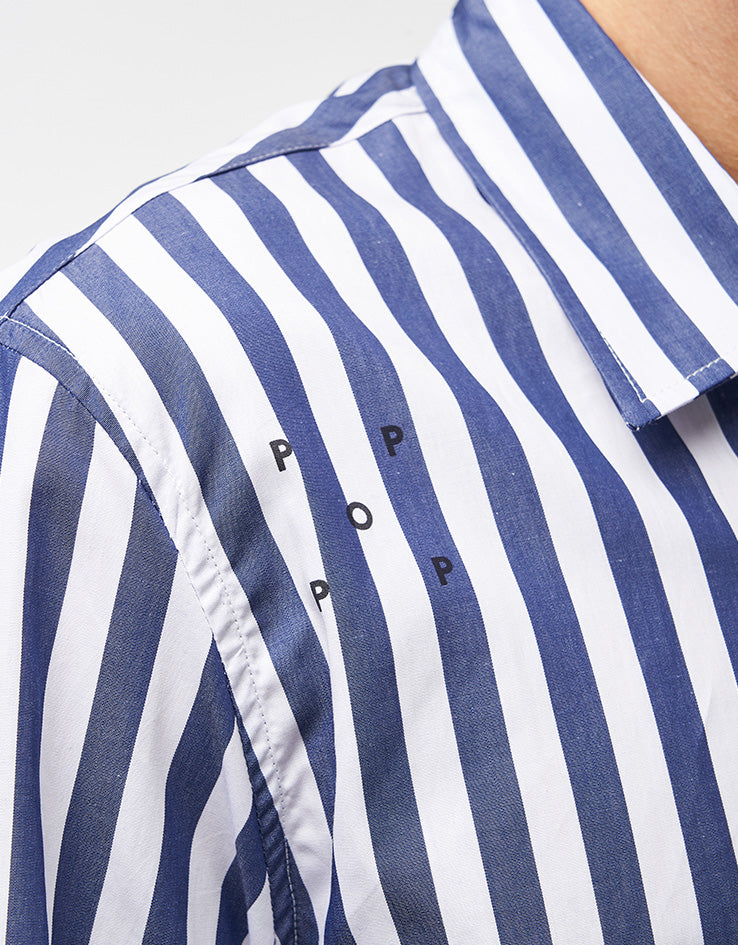 Pop Trading Company Logos Stripe Shirt - Navy/White