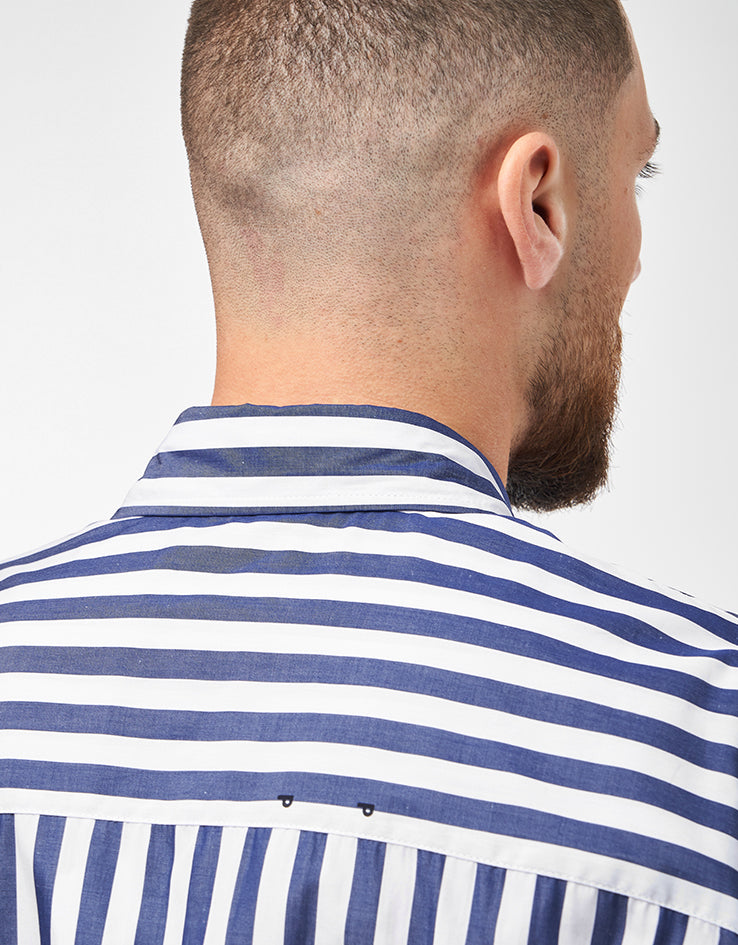 Pop Trading Company Logos Stripe Shirt - Navy/White