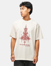 Welcome Chandelier Boxy Garment-Dyed T-Shirt - White