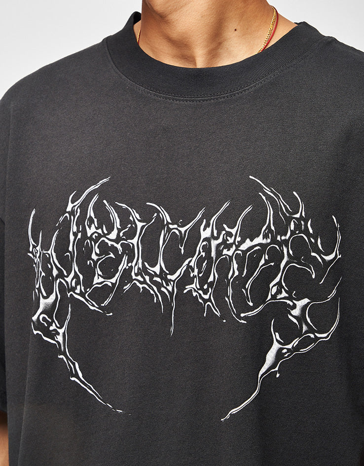Welcome Chrome Fang Boxy Garment-Dyed T-Shirt - Black