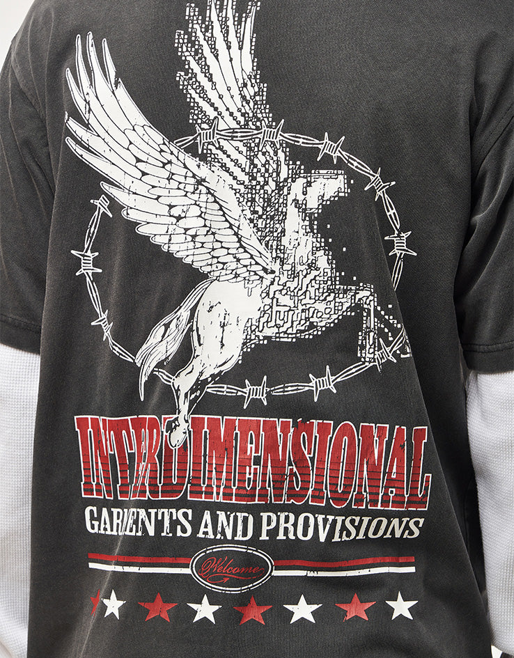 Welcome Pegasus Garment-Dyed Layered L/S Knit - Vintage Black/White