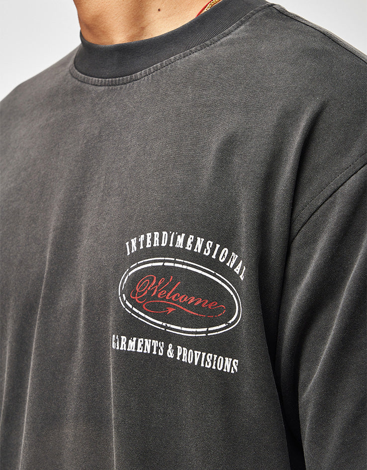 Welcome Pegasus Garment-Dyed Layered L/S Knit - Vintage Black/White