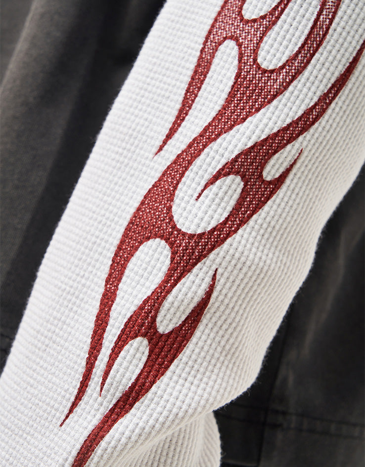 Welcome Pegasus Garment-Dyed Layered L/S Knit - Vintage Black/White