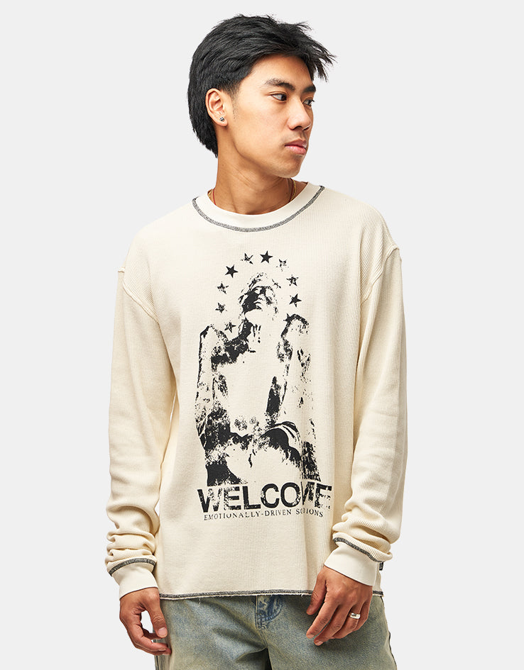 Welcome Seraph Pigment-Dyed Contrast Stitch L/S Thermal - Bone