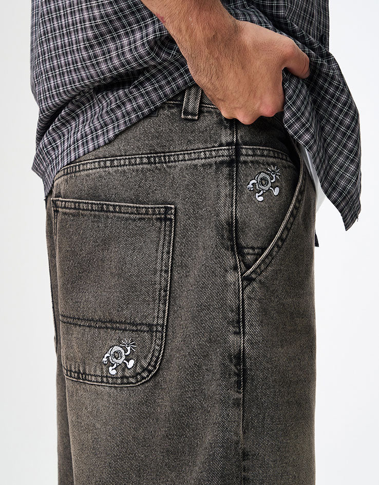 Route One Super Baggy Jorts - Dusky Black Wash