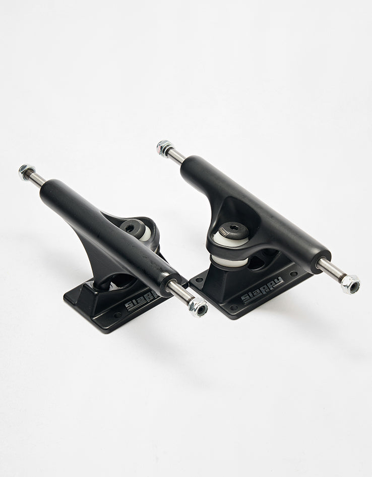 Slappy Inverted Hollow Lights Skateboard Trucks - Matte Black/Black Gold (Pair)