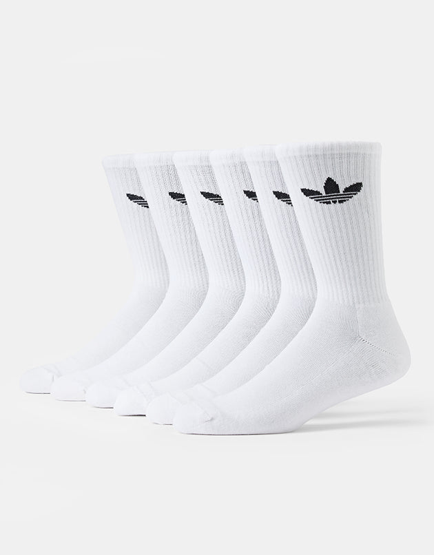 adidas Trefoil Cushion 6 Pack Crew Socks - White