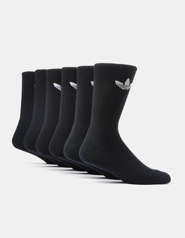 adidas Trefoil Cushion 6 Pack Crew Socks - Black