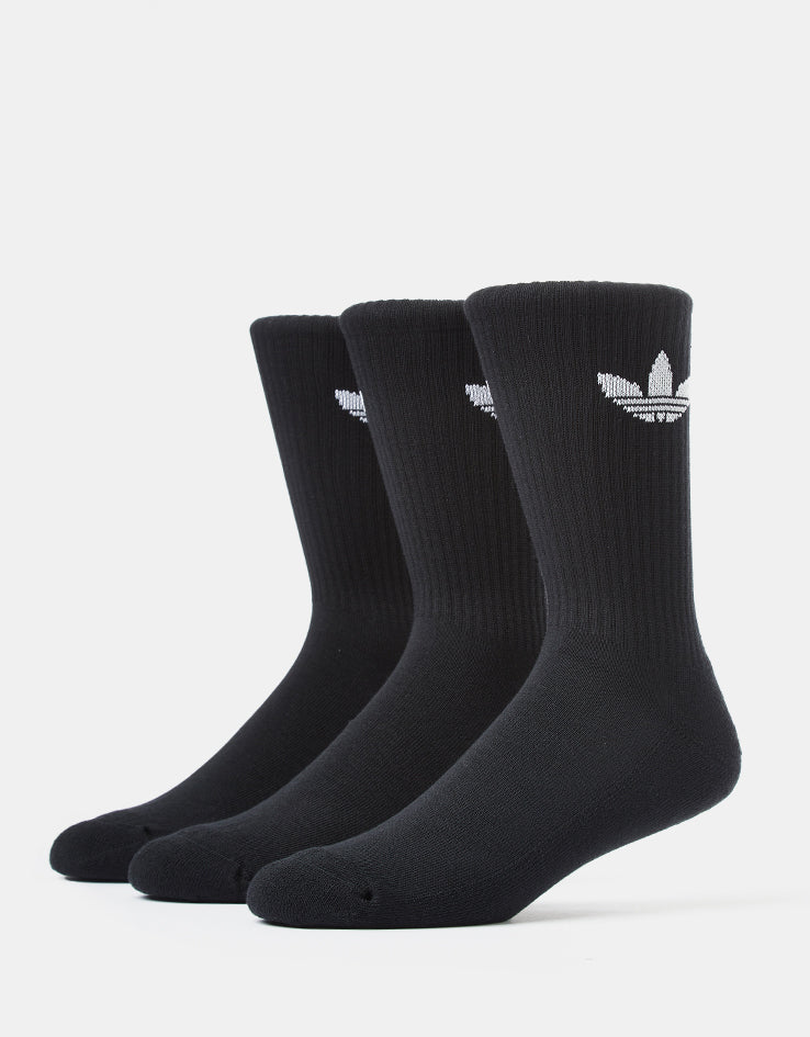 adidas Trefoil Cushion 3 Pack Crew Socks - Black