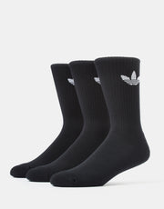 adidas Trefoil Cushion 3 Pack Crew Socks - Black