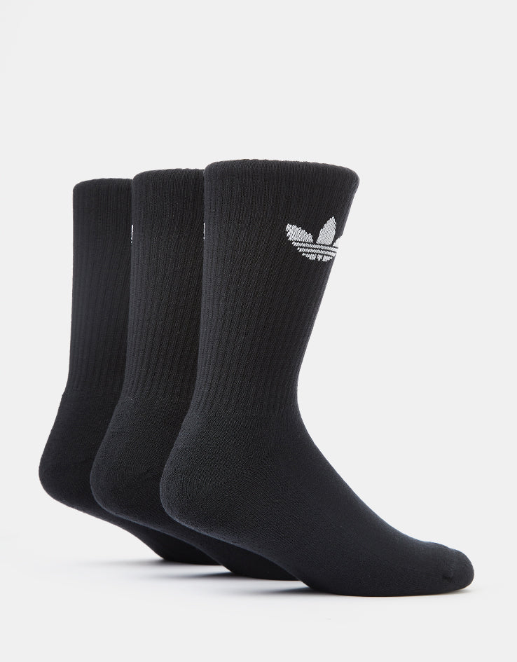 adidas Trefoil Cushion 3 Pack Crew Socks - Black