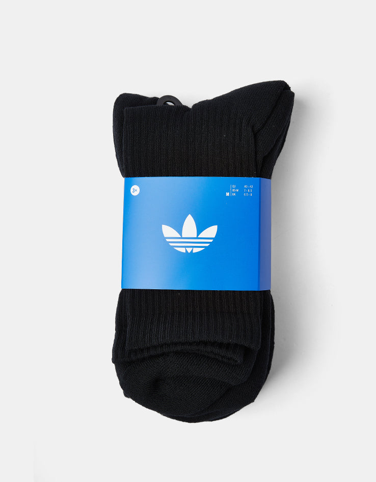 adidas Trefoil Cushion 3 Pack Crew Socks - Black
