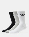 adidas Trefoil Cushion 3 Pack Crew Socks - White/Grey/Black