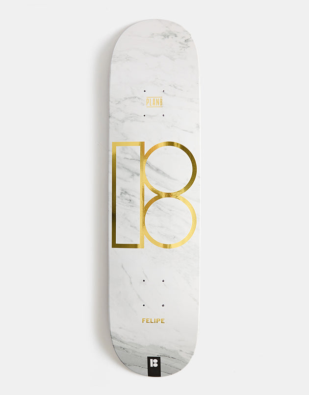 Plan B Gustavo White Marble Skateboard Deck - 8"