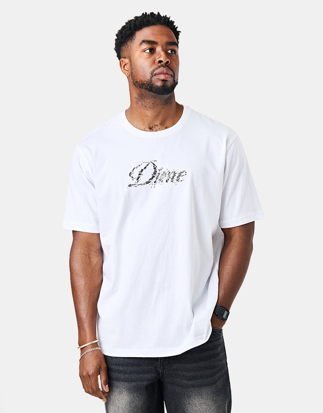 Dime MTL Cursive Smashed T-Shirt - White