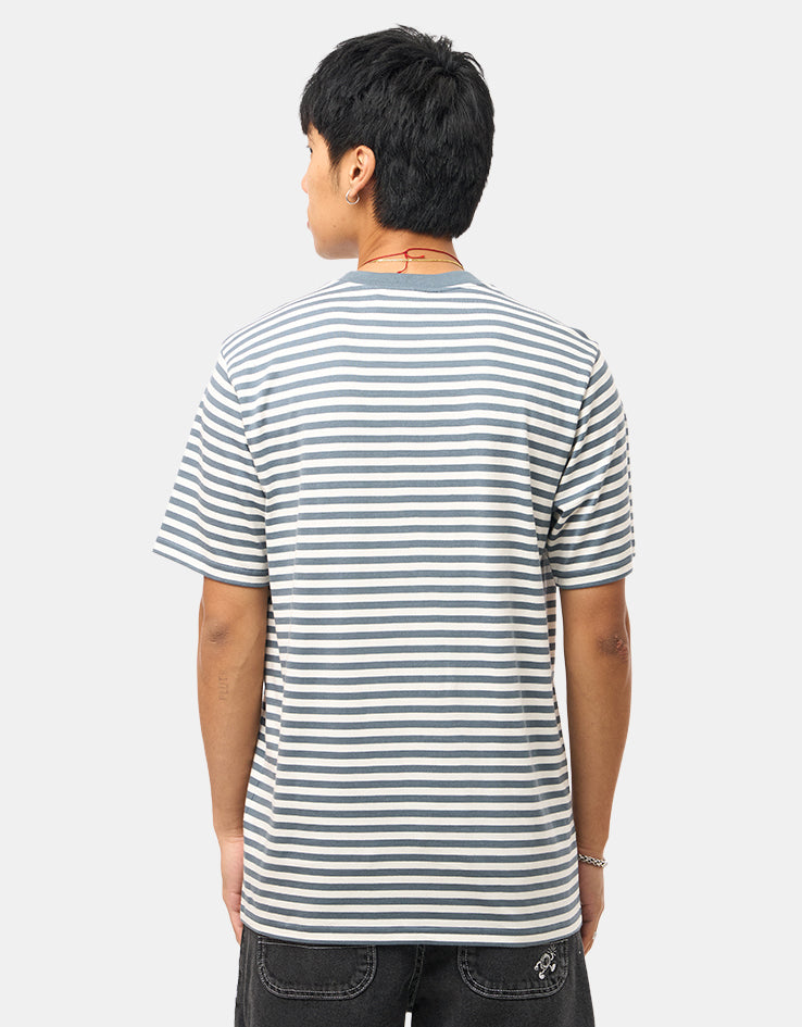 Carhartt WIP S/S Ezra Pocket T-Shirt - Ezra Stripe/Cozy Blue/Wax