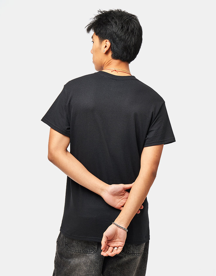 Girl Micro Embroidered T-Shirt - Black