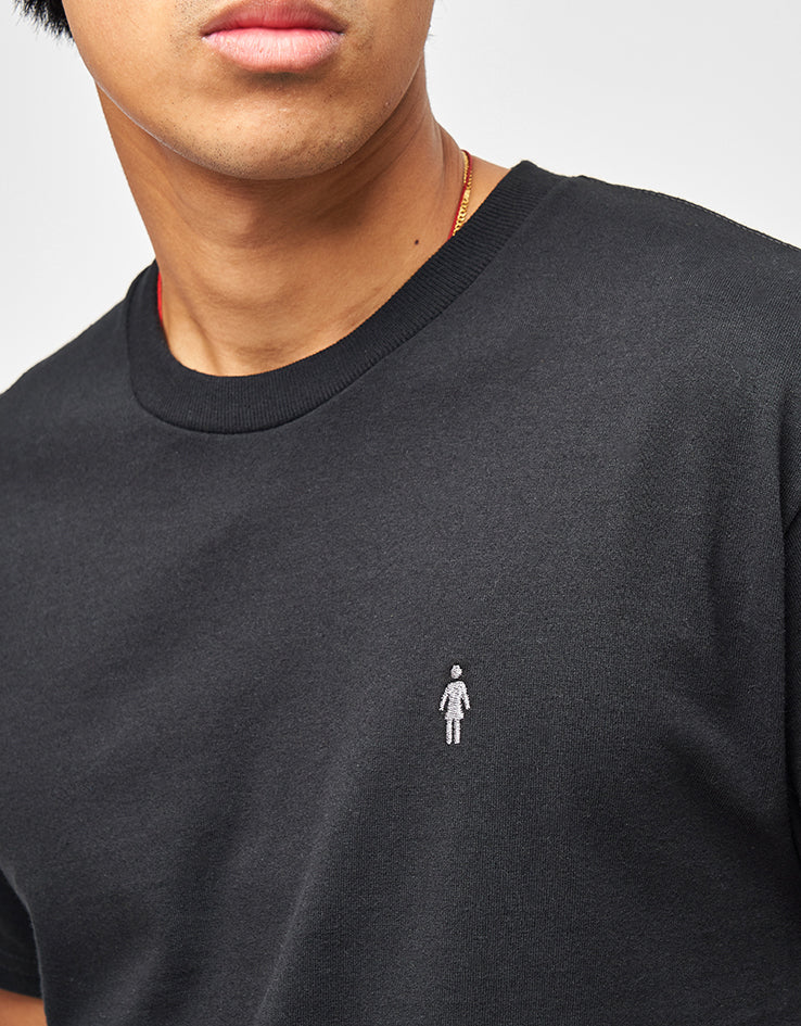 Girl Micro Embroidered T-Shirt - Black