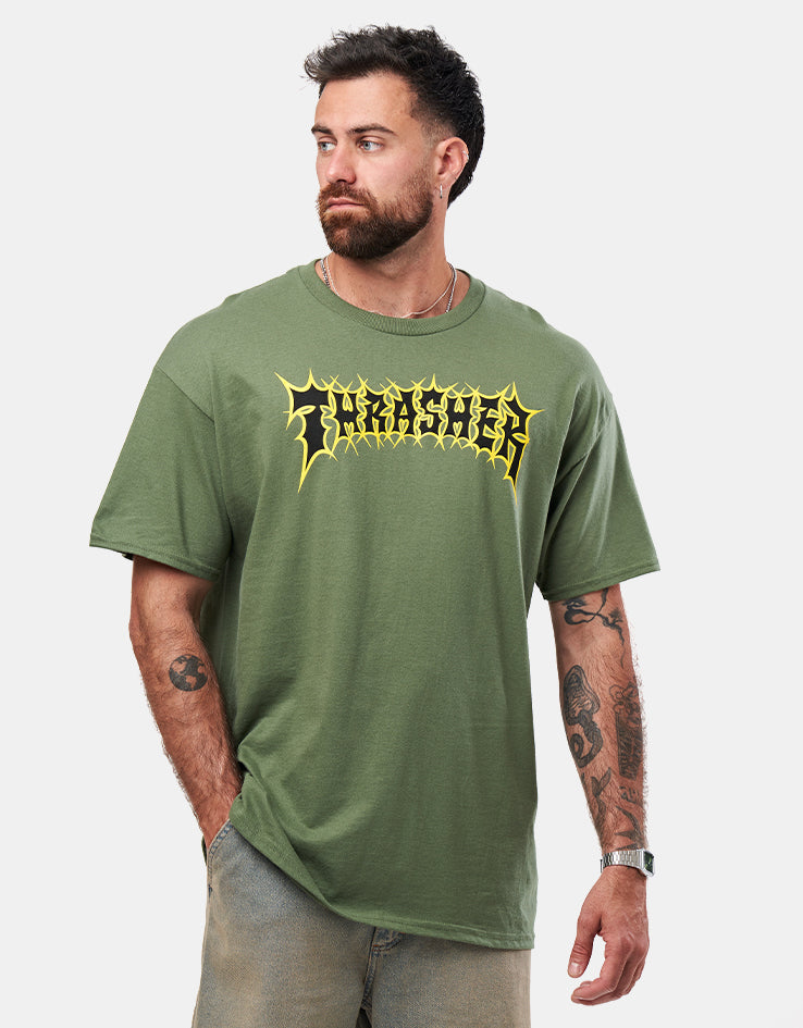 Thrasher Spikey T-Shirt - Military Green