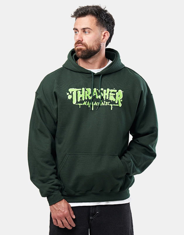 Thrasher Wet Paint Pullover Hoodie - Forest Green