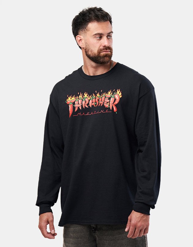 Thrasher Fuego L/S T-Shirt - Black
