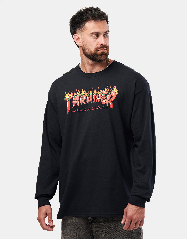 Thrasher Fuego L/S T-Shirt - Black