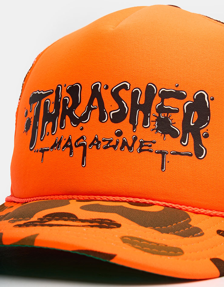 Thrasher Wet Paint Trucker Cap - Orange Camo