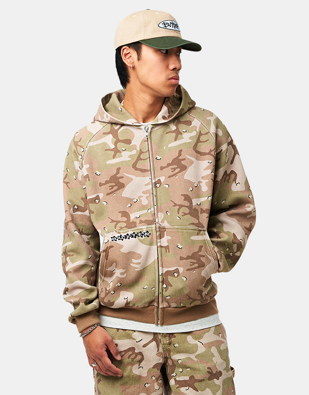 Butter Goods Stars Waffle Zip-Thru Hoodie - Desert Camo