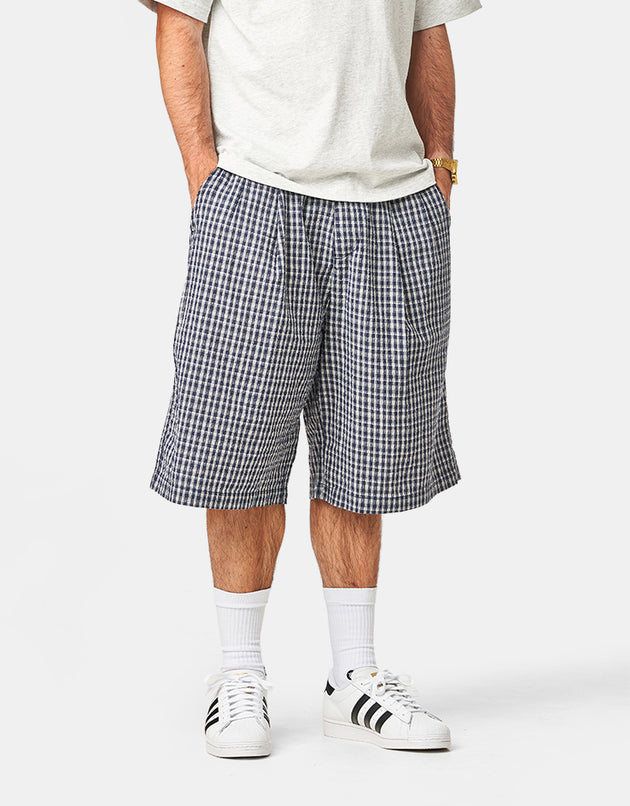 Butter Goods Pleated Shorts - Navy Plaid