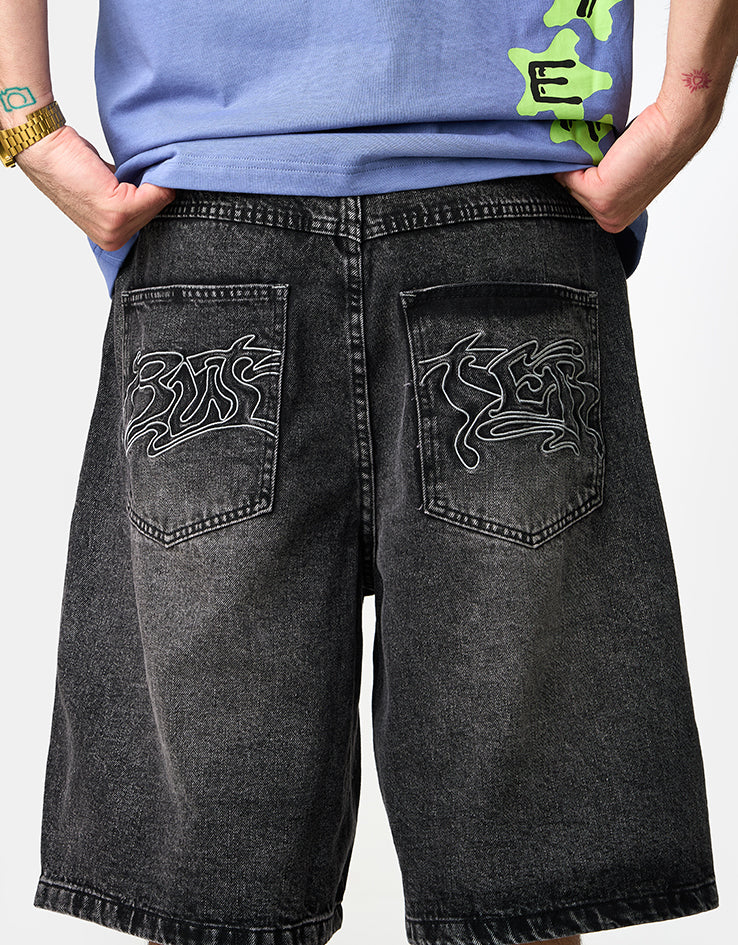 Butter Goods Drummer Baggy Denim Shorts - Shorts Streaky Black