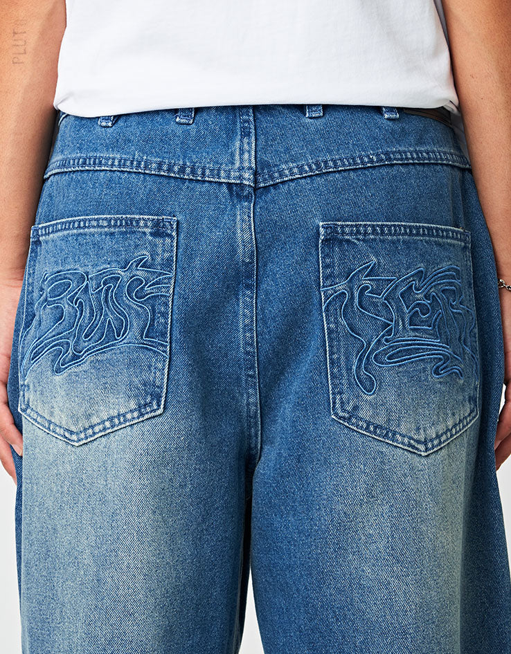 Butter Goods Drummer Baggy Denim Jeans - Stone Wash Blue
