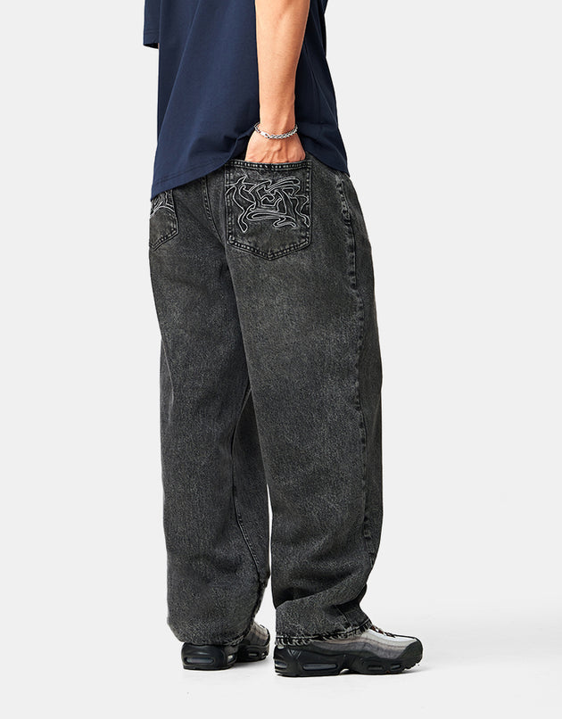 Butter Goods Drummer Baggy Denim Jeans - Streaky Black