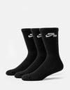 Nike SB Everyday Elevated 3 Pack Crew Socks - Black/White
