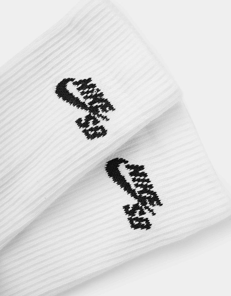 Nike SB Everyday Elevated 3 Pack Crew Socks - White/Black