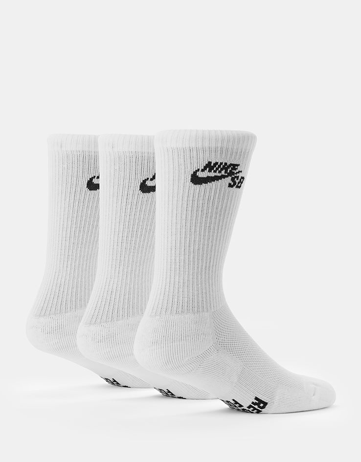 Nike SB Everyday Elevated 3 Pack Crew Socks - White/Black