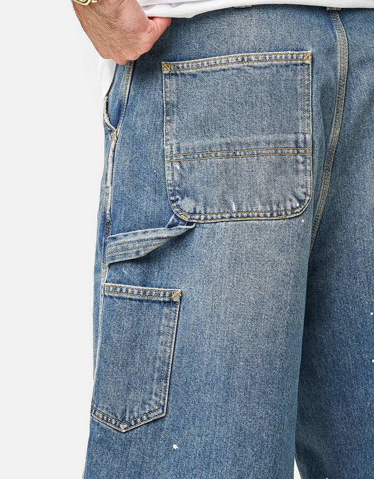 Carhartt WIP OG Single Knee Shorts - Blue (Destroy Wash/Splatter)