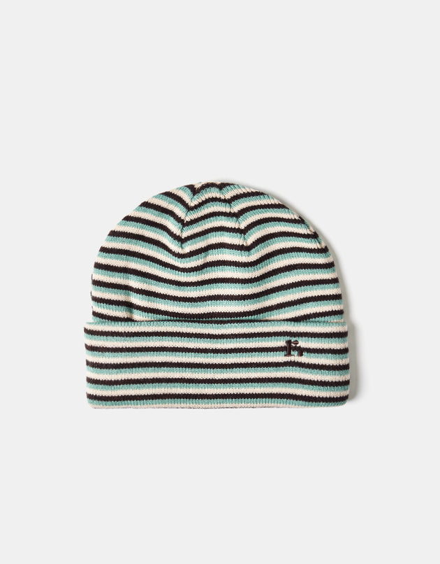 Route One Striped Cuffed Beanie - Brown/Sage/Sand
