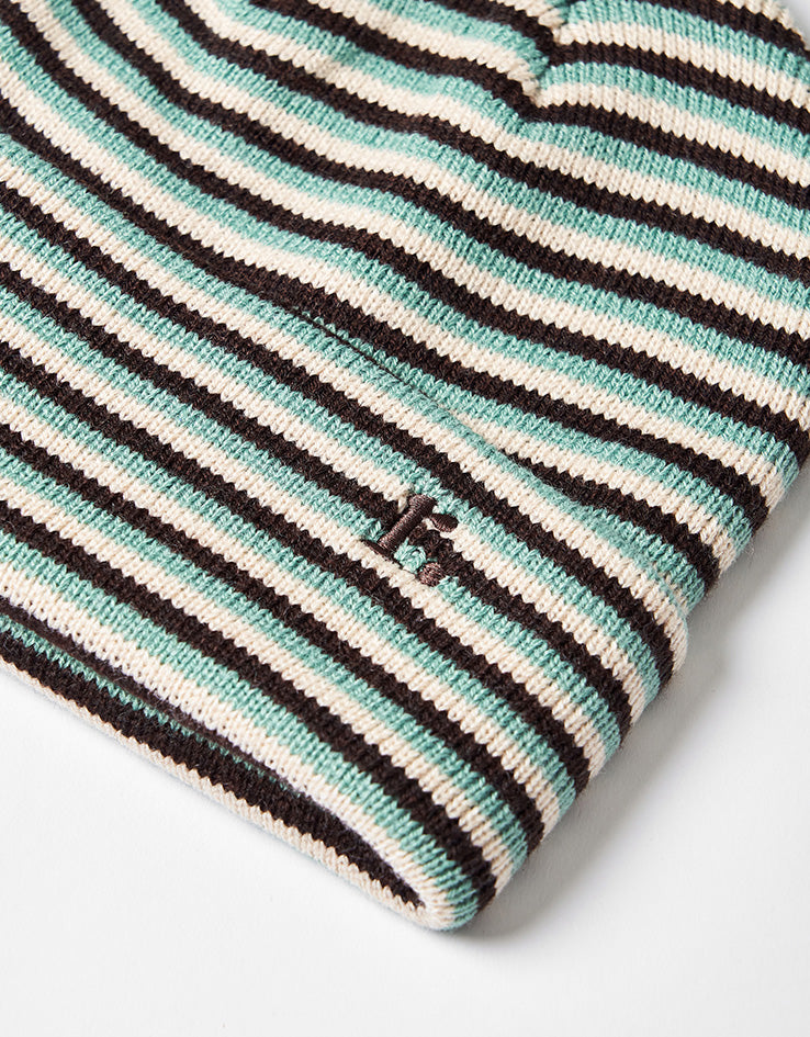 Route One Striped Cuffed Beanie - Brown/Sage/Sand