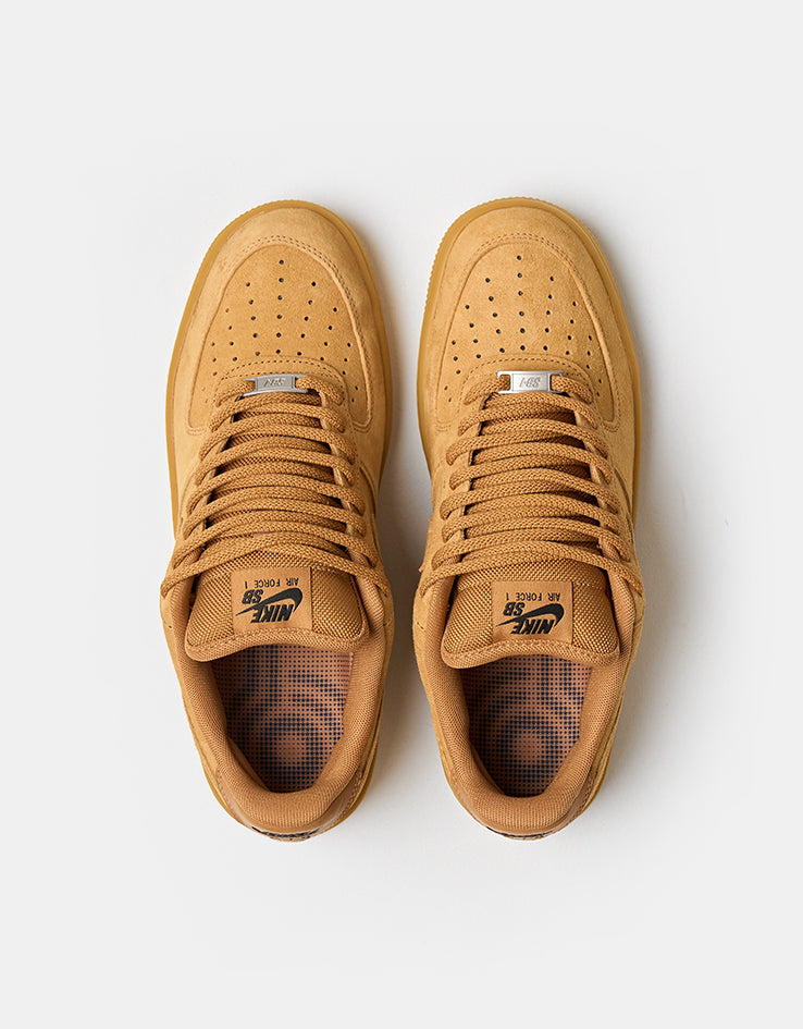 Nike SB Air Force 1 Skate Shoes - Flax/Flax-Black-Gum Light Brown