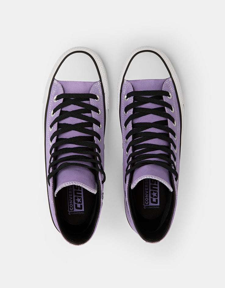 Converse CTAS Pro Suede Hi Skate Shoes - Lilac Soda/Black/White