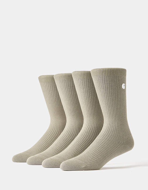 Carhartt WIP Madison 2 Pack Crew Socks - Shady Green/White/Shady Green