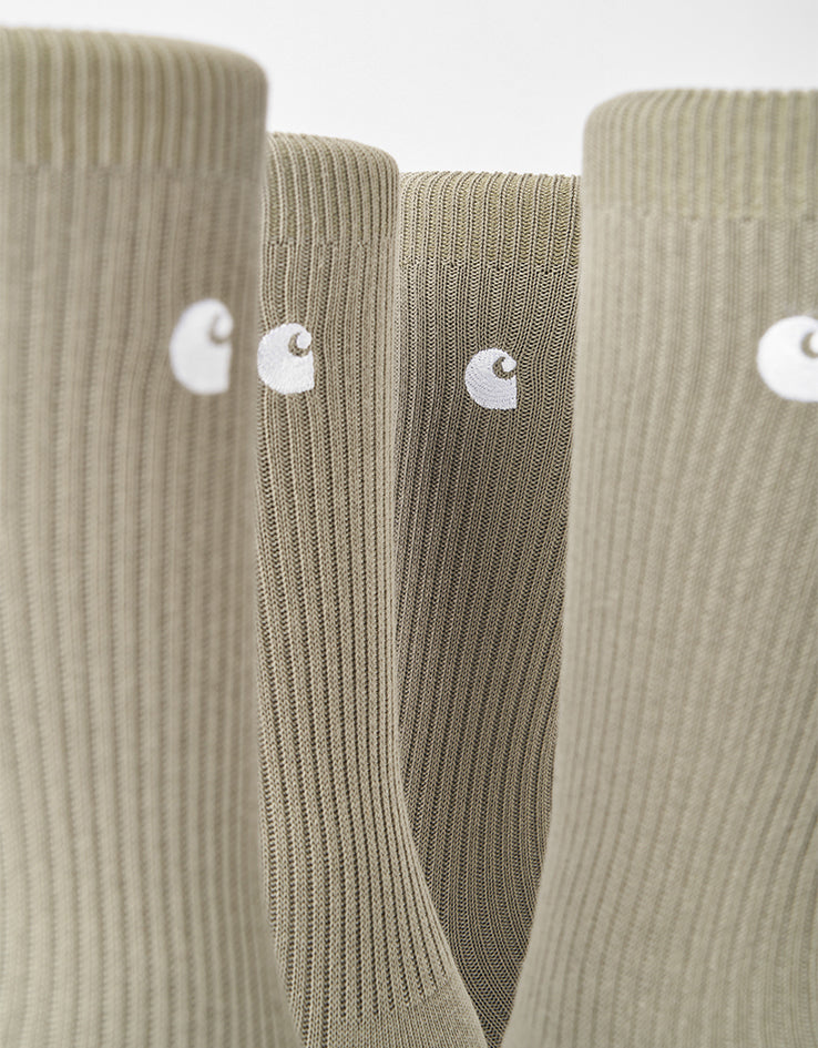 Carhartt WIP Madison 2 Pack Crew Socks - Shady Green/White/Shady Green